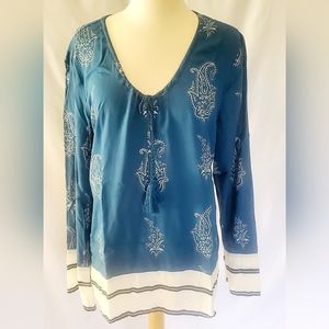 Sundance Womens 100% Rayon Long Sleeve Blouse.  Size: L Excellent Condition!